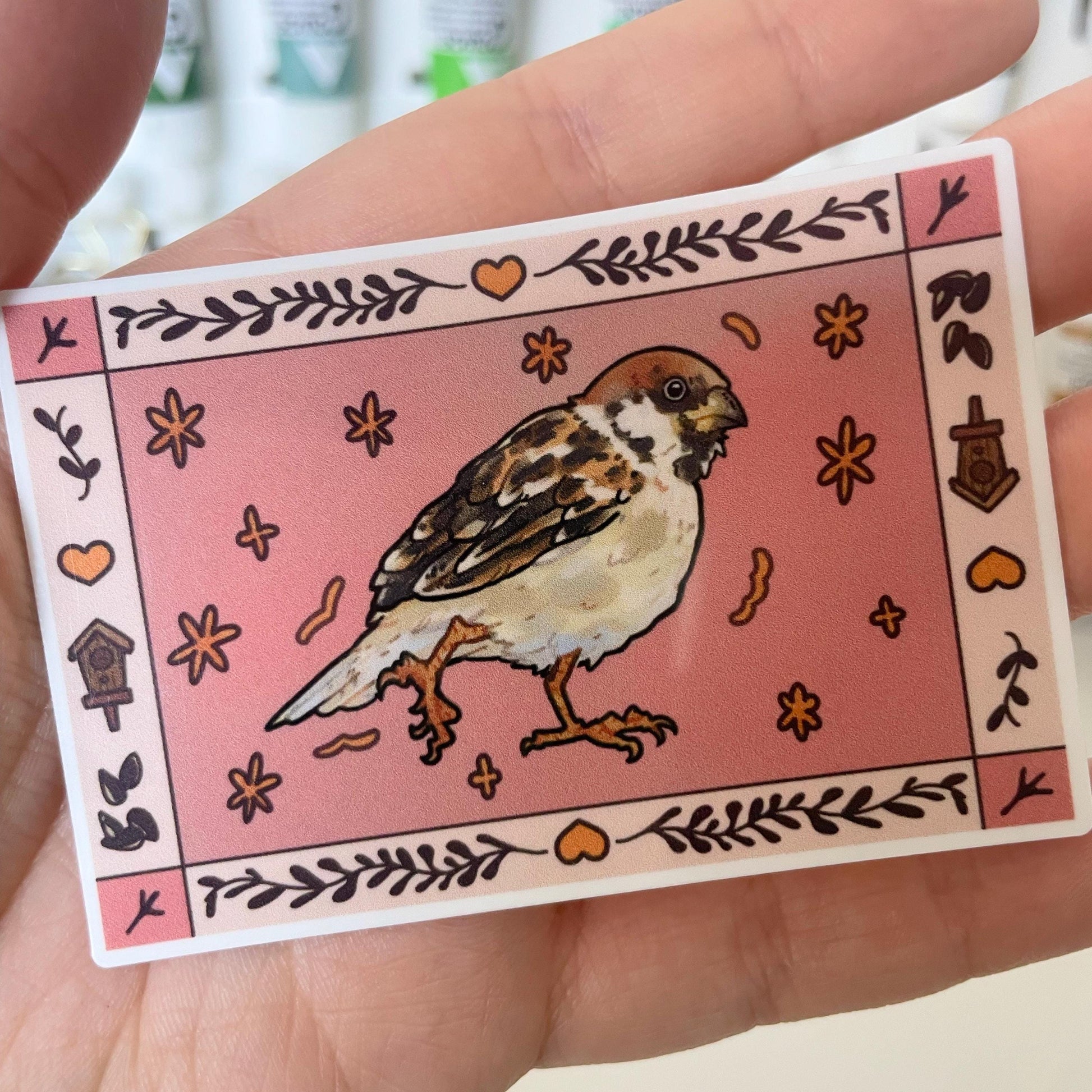 Birdie postcard sticker