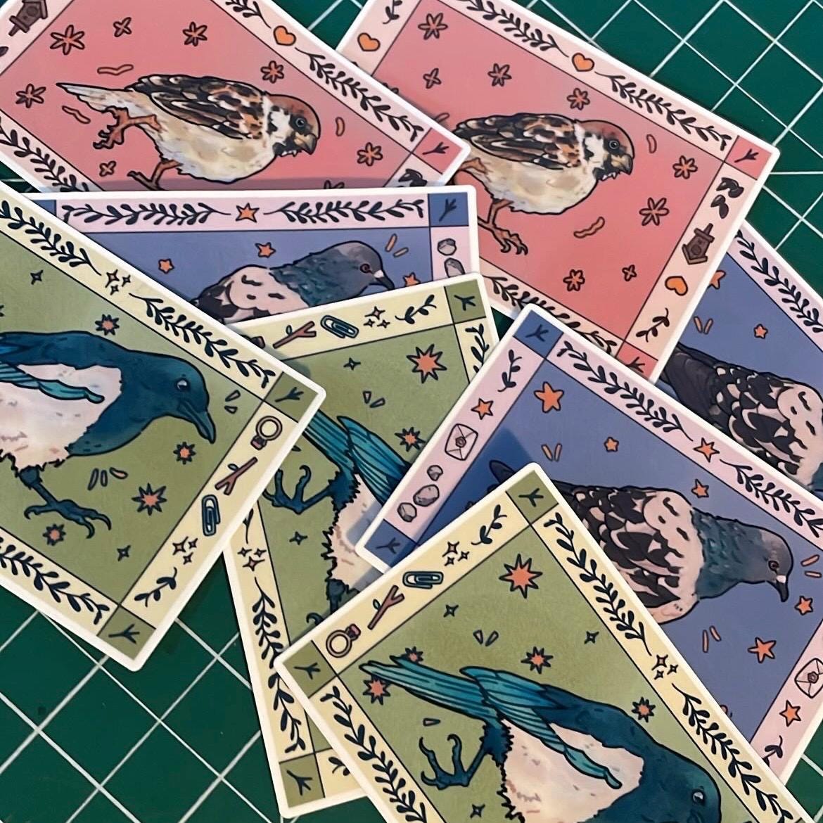 Birdie postcard sticker