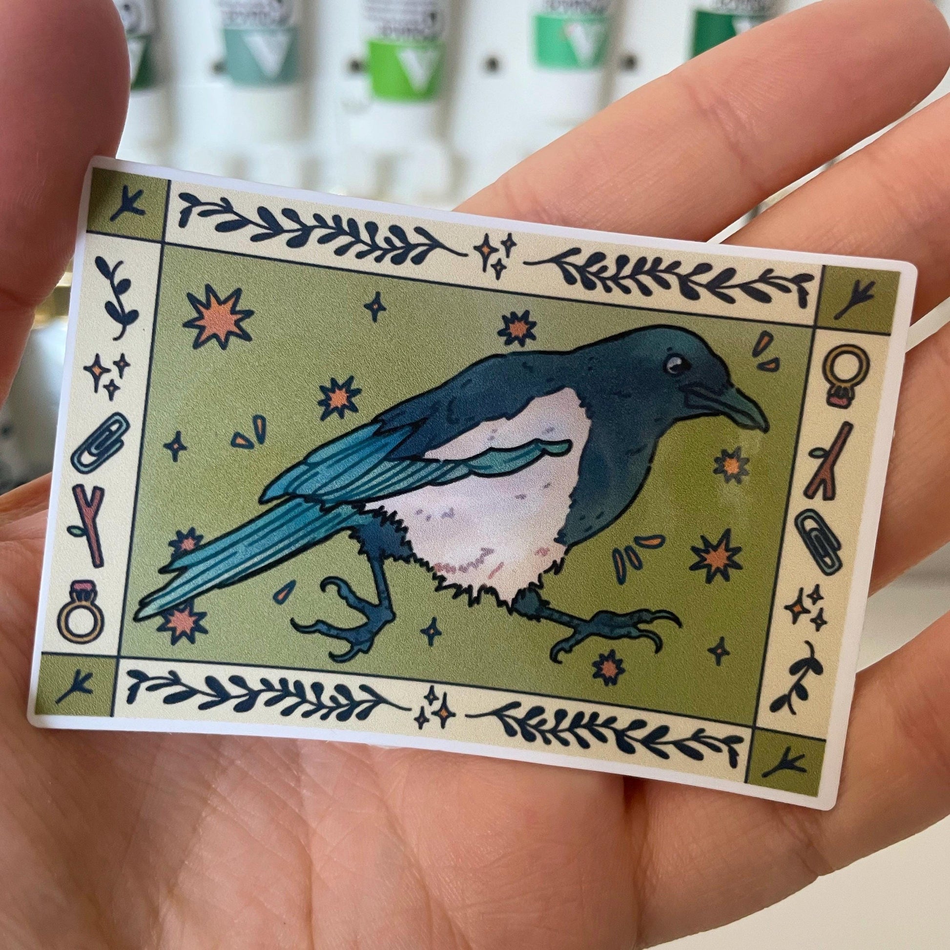 Birdie postcard sticker