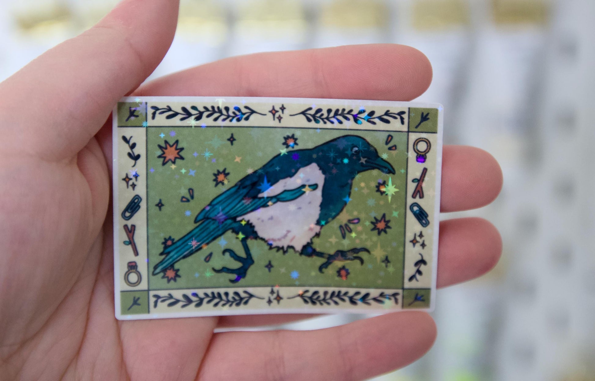 Birdie postcard sticker
